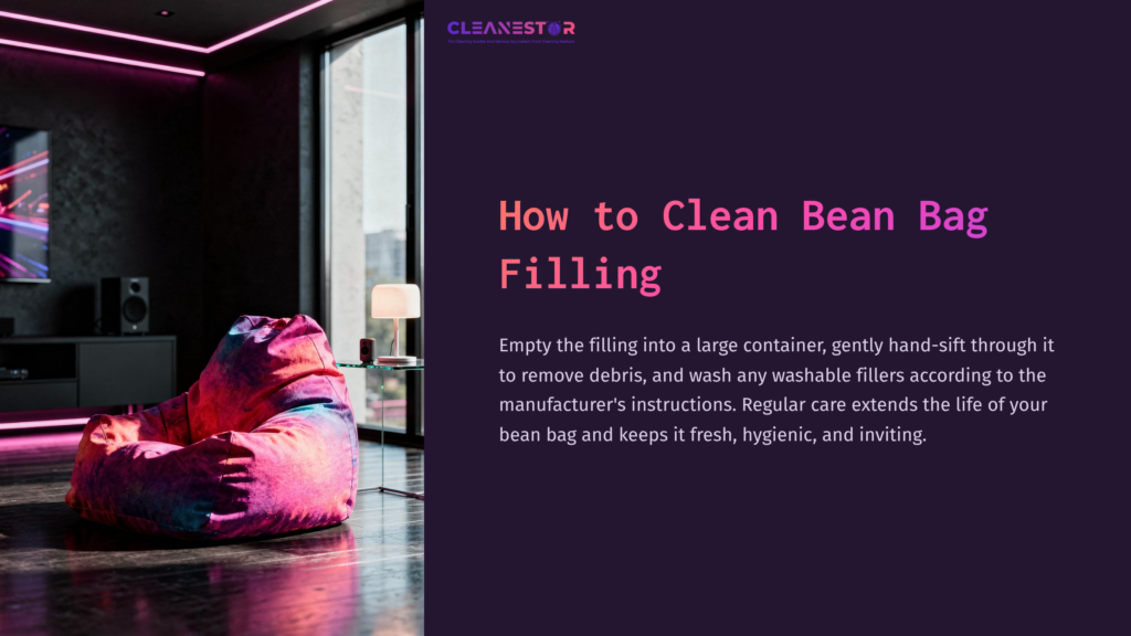 A Vibrant, Purple And Pink Bean Bag Chair In A Modern Room With Dark Walls And Neon Lighting, Suggesting A Cozy Atmosphere.