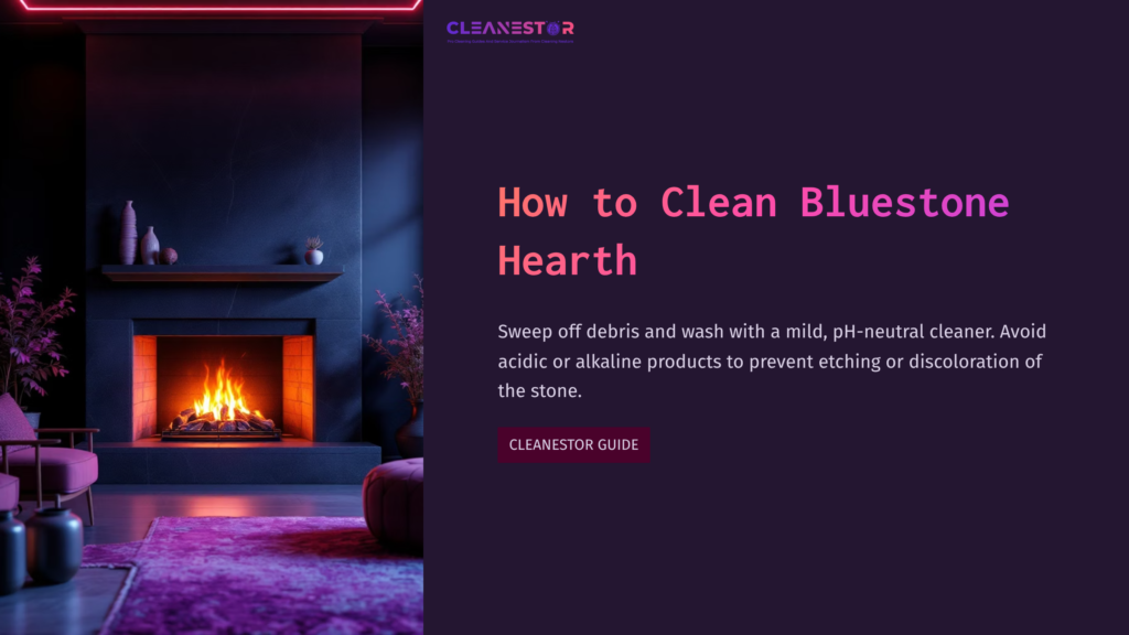 A Modern Bluestone Hearth Beneath A Glowing Fireplace, Set In A Stylish Room With Purple Lighting And A Cozy Atmosphere.