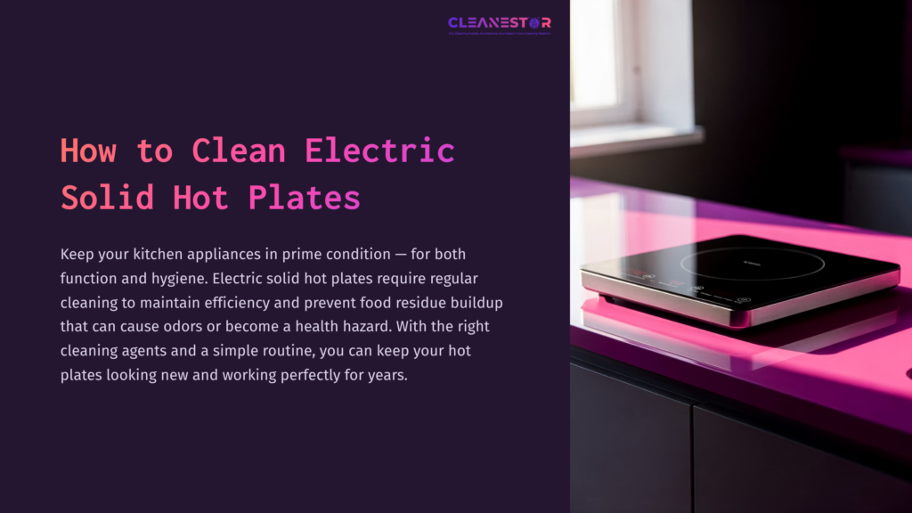 Electric Solid Hot Plate On A Pink Countertop, With Sunlight Streaming Through A Nearby Window, Emphasizing Cleanliness And Maintenance.