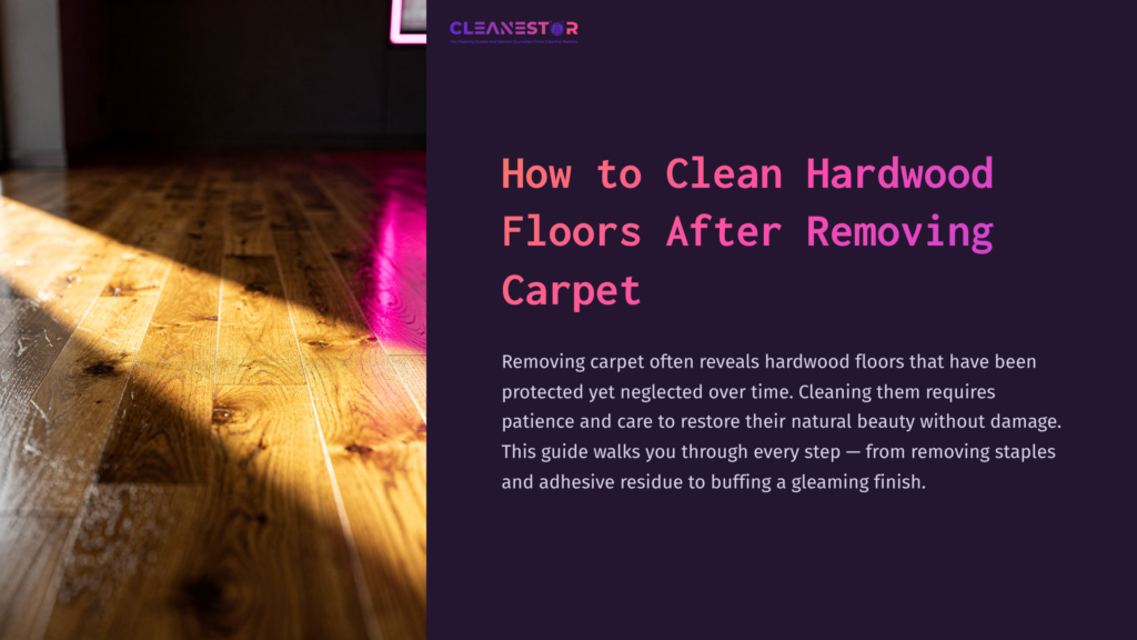 Sunlight Streams Across Polished Hardwood Floors, Highlighting Their Natural Grain And Warm Tones, With A Purple-Tinted Text Overlay.