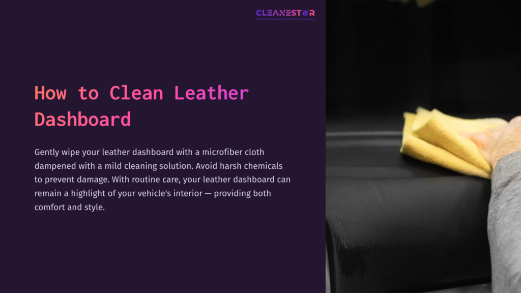 A Close-Up Of A Microfiber Cloth On A Black Leather Dashboard, Highlighting Cleaning Tips For Leather Interiors.