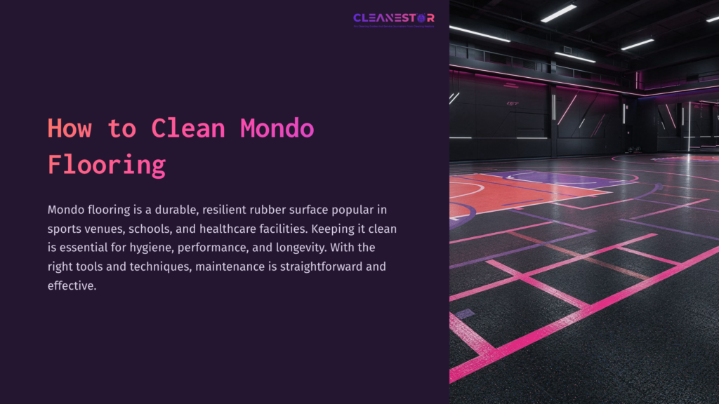 Modern Gym Setting Featuring Vibrant Pink And Purple Lines On Black Mondo Flooring, Emphasizing A Clean, Well-Maintained Surface.
