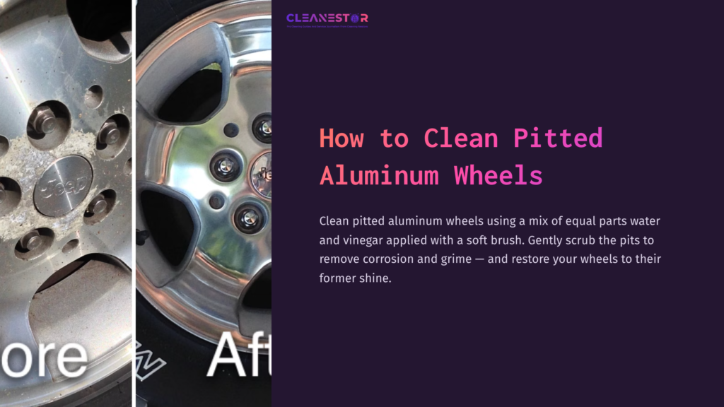 Close-Up Of Aluminum Wheel Before And After Cleaning, Showing Restored Shine On The Cleaned Side And Pitting On The Uncleaned Side.