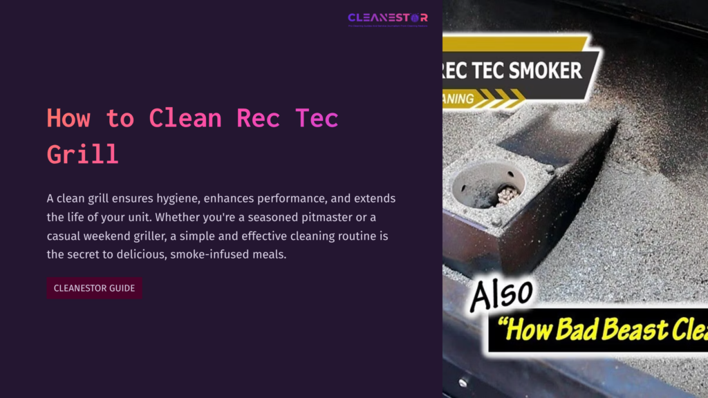 1 How To Clean Rec Tec Grill A Close-Up Of A Rec Tec Grill With Visible Ash, Featuring A Clean, Metallic Surface And Smoke Box, Highlighting Cleaning Instructions.