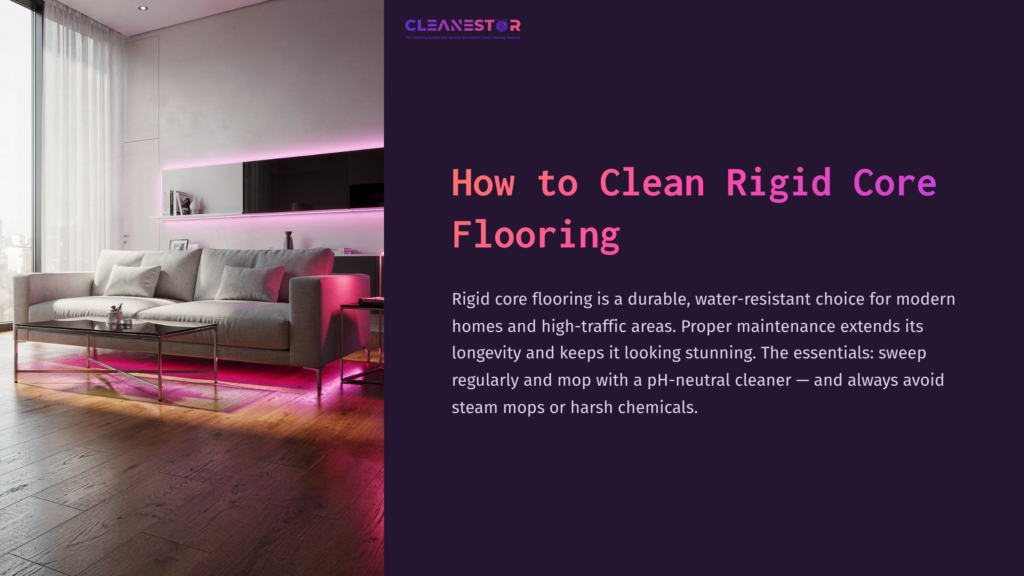 Modern Living Room With Wood Flooring, Soft Lighting, And Purple Accents; Emphasizes Clean, Stylish Decor For High-Traffic Areas.