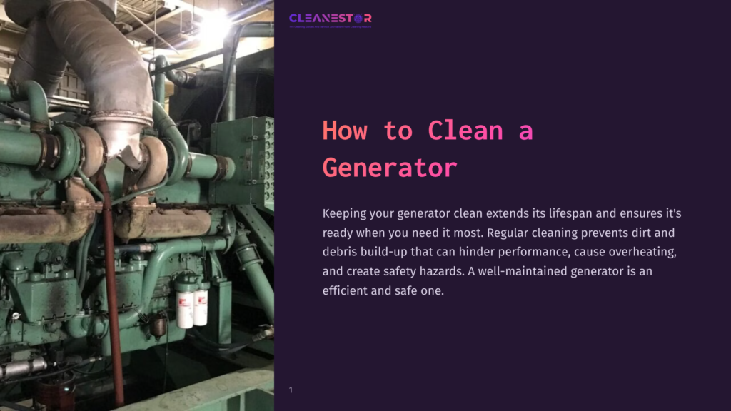 Industrial Generator With Green Machinery, Pipes, And Filters, Showcasing A Clean Condition, Set Against A Neutral Background.