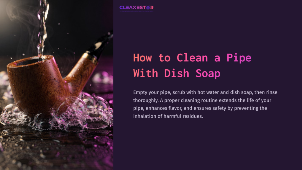 A Wooden Smoking Pipe Sits On A Dark Surface, Water Splashes Around It, With A Purple Background Enhancing The Scene.