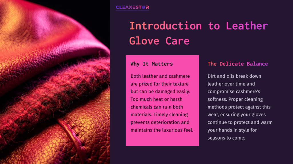 A Close-Up Of A Burgundy Leather Glove With A Soft Cashmere Lining, Set Against A Dark Purple Background, Emphasizing Texture And Care.