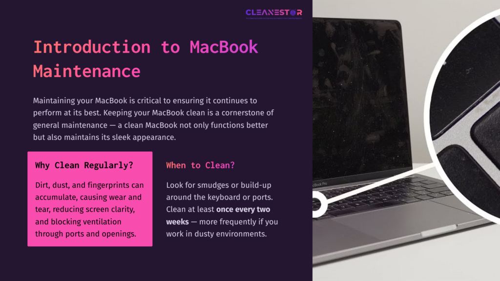 2 Introduction To Macbook Maintenance A Close-Up Of A Macbook With A Dark Screen, Highlighting Its Sleek Design, Set Against A Black Background With White Text Overlay.