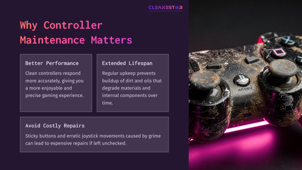 Close-Up Of A Dirty Ps3 Controller With Sticky Buttons, Illuminated By Pink Light, Set Against A Dark Background, Showcasing Grime Buildup.