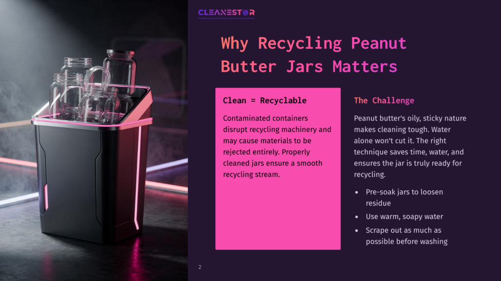 A Sleek Black Recycling Bin With Pink Accents Holds Glass Jars. The Background Features A Gradient From Purple To Black, Emphasizing The Focus On Recycling.
