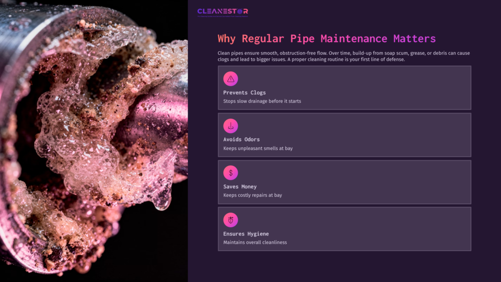 A Close-Up Of A Pipe With Soapy Water And Bubbles, Surrounded By A Purple And Black Gradient Background, Emphasizing Cleanliness And Maintenance.