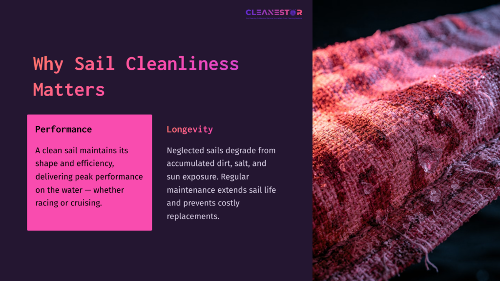 2 Why Sail Cleanliness Matters Close-Up Of A Textured, Weathered Sail Showcasing Vibrant Pink And Purple Hues, Highlighting The Importance Of Sail Maintenance.