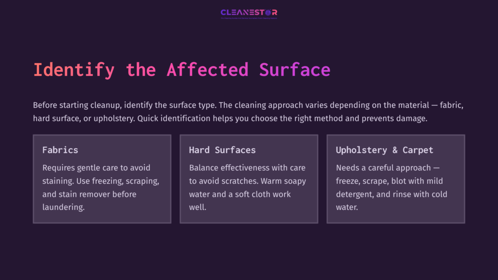 Text On A Dark Purple Background Discussing Cleaning Techniques For Fabrics, Hard Surfaces, And Upholstery After A Jolly Rancher Spill.