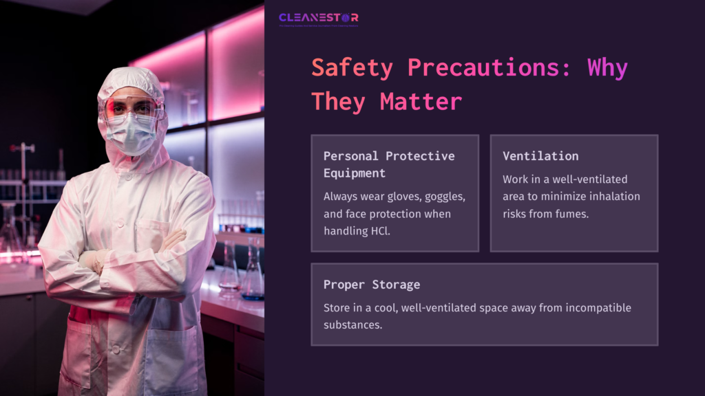 A Person In White Lab Attire And Goggles Stands In A Laboratory, Surrounded By Glassware Under Colorful Lighting, Emphasizing Safety Precautions.
