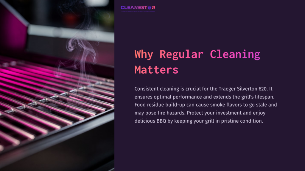 Close-Up Of A Traeger Grill'S Stainless Steel Grates, Highlighting Their Cleaning Surface With Vibrant Purple Accents In The Background.