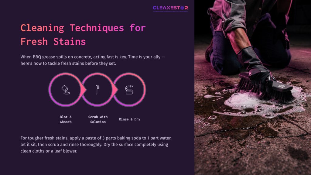 A Person In Gloves Scrubs A Concrete Surface With A Brush, Surrounded By A Soapy Mixture, Demonstrating Cleaning Techniques.