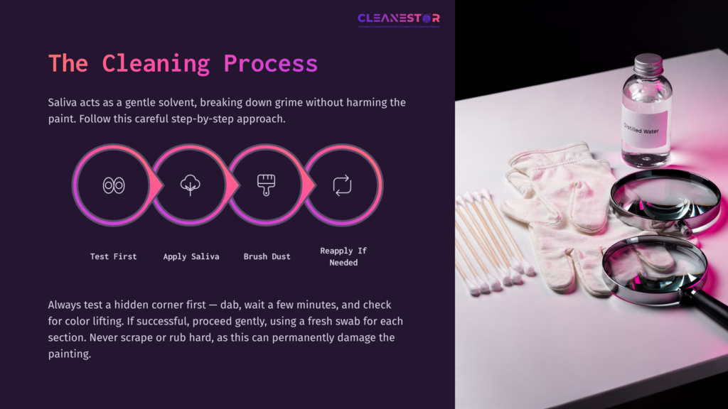 A Clean, Organized Workspace Featuring Cotton Swabs, Gloves, And A Cloth, Outlined By Step-By-Step Instructions In Bold Colors.