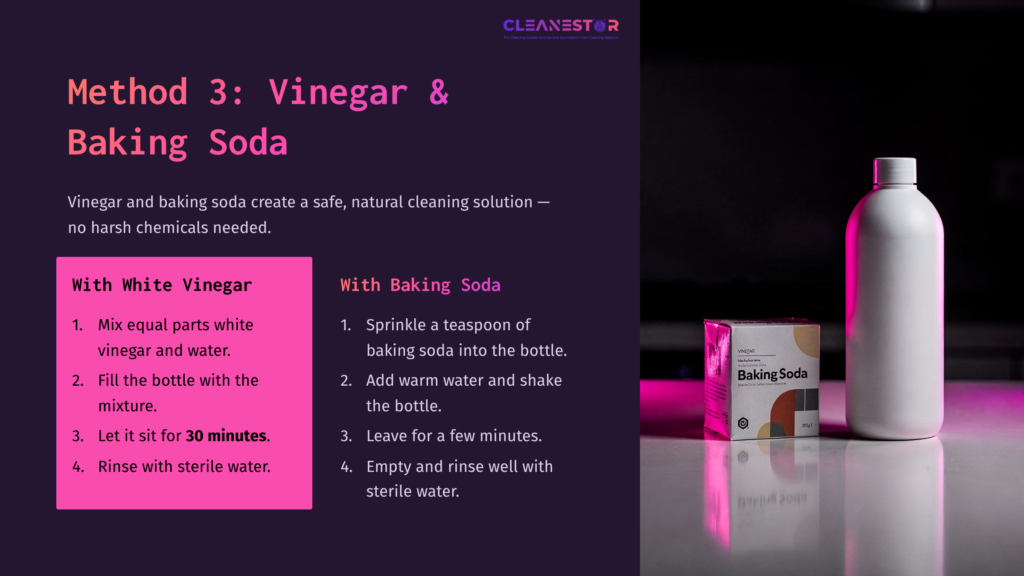 Vinegar And Baking Soda Cleaning Method For Neilmed Sinus Rinse Bottle, Featuring A White Bottle And Packaging On A Sleek Surface.