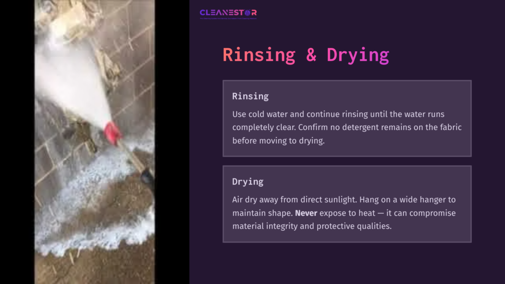 5 Rinsing And Drying Instructions For Rinsing And Drying An Iotv; Includes Text On Cold Water Rinsing And Drying Tips Against A Dark Background.