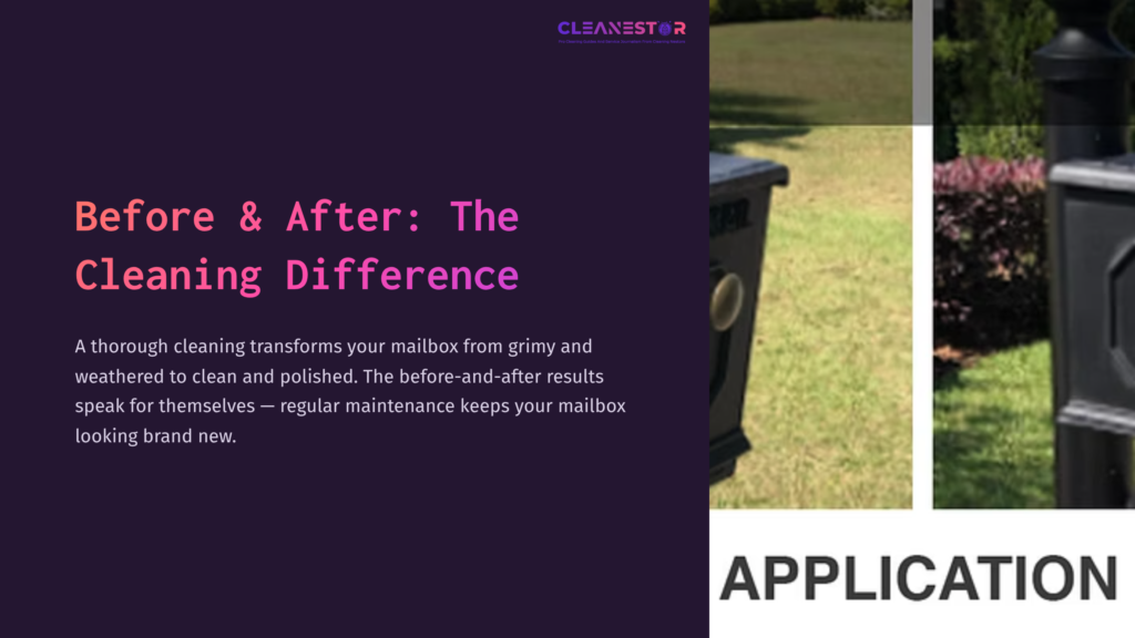 Before-And-After Comparison Of A Mailbox, Showing A Clean, Polished Mailbox On The Right, Contrasted With A Grimy One On The Left.