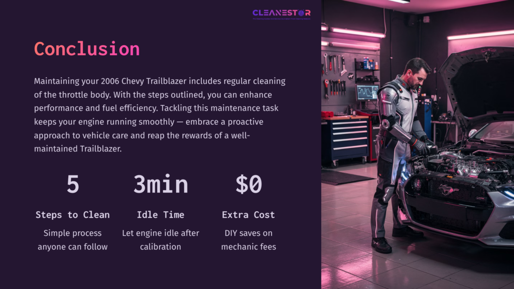 A Mechanic In A Modern Garage Inspects A Chevy Trailblazer'S Engine, Surrounded By Tools And Equipment, With A Focus On Maintenance Tips.