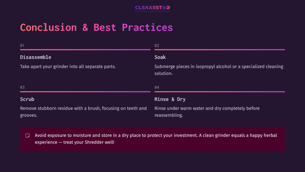 Cleaning Guide With Purple Background, Listing Steps: Disassemble, Soak, Scrub, Rinse &Amp; Dry, Plus A Reminder About Moisture Protection.