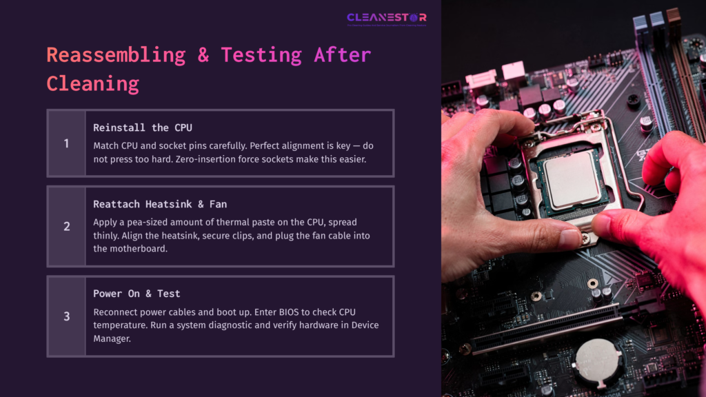 A Person Carefully Aligns A Cpu In A Socket On A Motherboard, With Text Instructions Alongside In A Contrasting Layout.