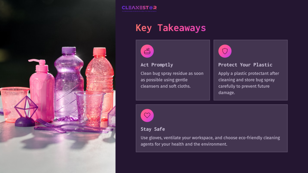 Colorful Plastic Bottles And Containers In Shades Of Pink And Purple, Arranged Next To Text Boxes Outlining Cleaning Tips.