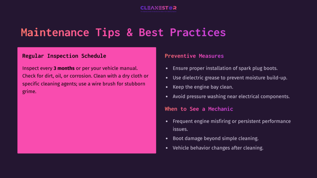 Text On A Dark Background Highlighting Maintenance Tips, With A Bold Pink Box Emphasizing The Importance Of Regular Inspection And Preventive Measures.