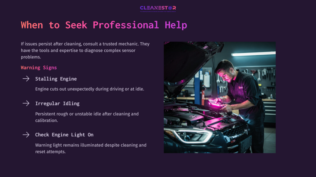 A Mechanic Working Under A Car Hood With A Diagnostic Tool, Illuminated By Purple Light, Surrounded By Warning Signs About Throttle Sensor Issues.