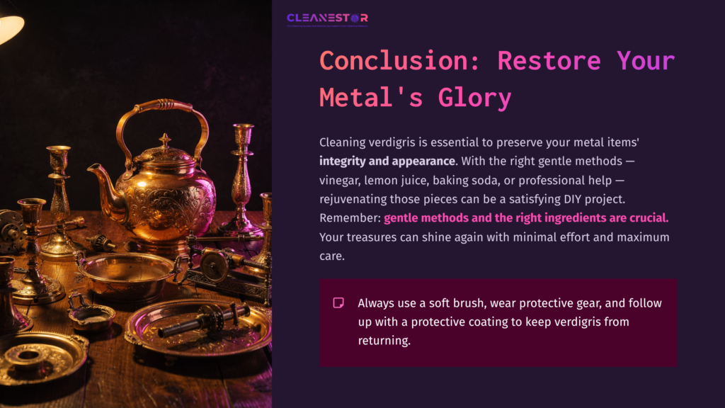 A Warm, Dimly Lit Scene Featuring Tarnished Metal Items Like A Teapot, Coins, And Tools, Set On A Wooden Table With A Purple Backdrop.