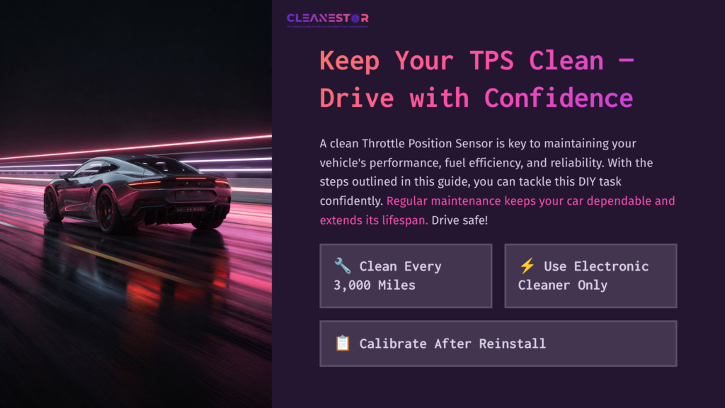 A Sleek, Modern Sports Car Drives Along A Lit Road At Night, Complemented By Vibrant Purple And Pink Lighting. Text Highlights Maintenance Tips.