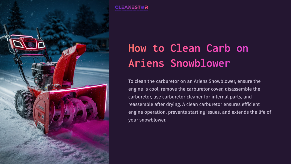 1 How To Clean Carb On Ariens Snowblower A Red Ariens Snowblower With Illuminated Features Is Parked On Snowy Ground, Under A Cool Evening Sky, Highlighting Its Cleaning Instructions.
