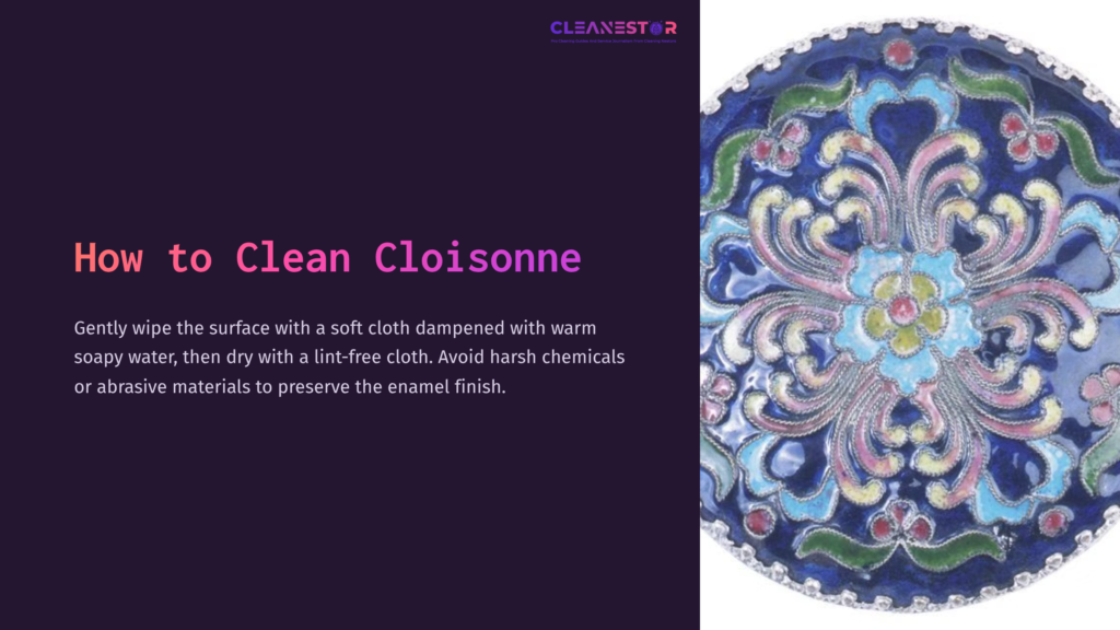 Cloisonné Plate With Vibrant Floral Designs In Blues, Pinks, And Greens, Displayed Against A Dark Purple Background.