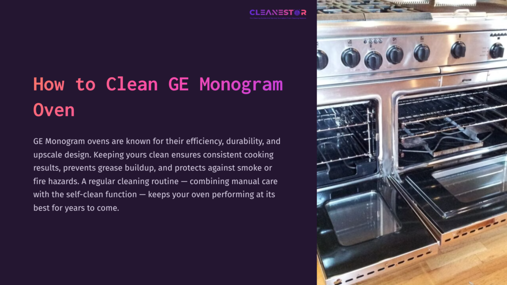 Stainless Steel Ge Monogram Oven With Knobs, Doors Open, And Oven Racks Visible; Illuminated Interior And Clean Surfaces.