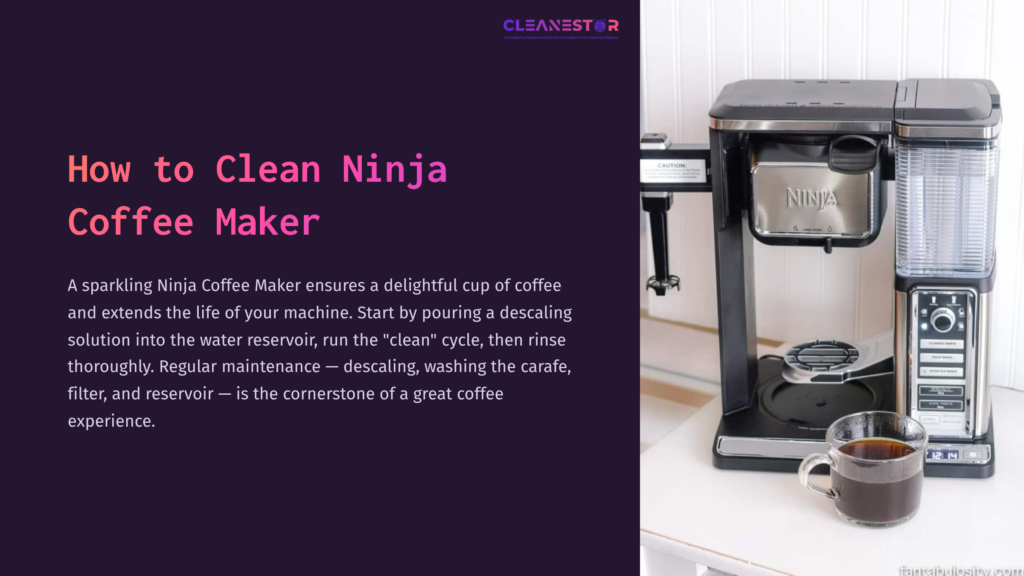 Black Ninja Coffee Maker With A Glass Carafe, Placed On A Light-Colored Countertop, Surrounded By Coffee-Making Accessories.