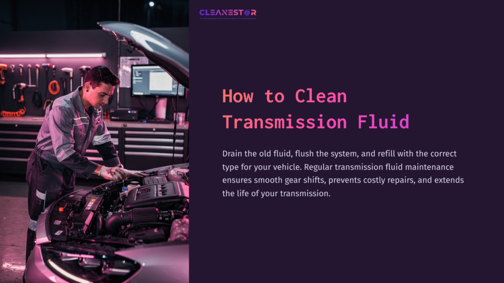 A Mechanic In A Dark Garage Works On A Car'S Engine, Demonstrating Transmission Fluid Maintenance With Tools And A Computer Station In The Background.