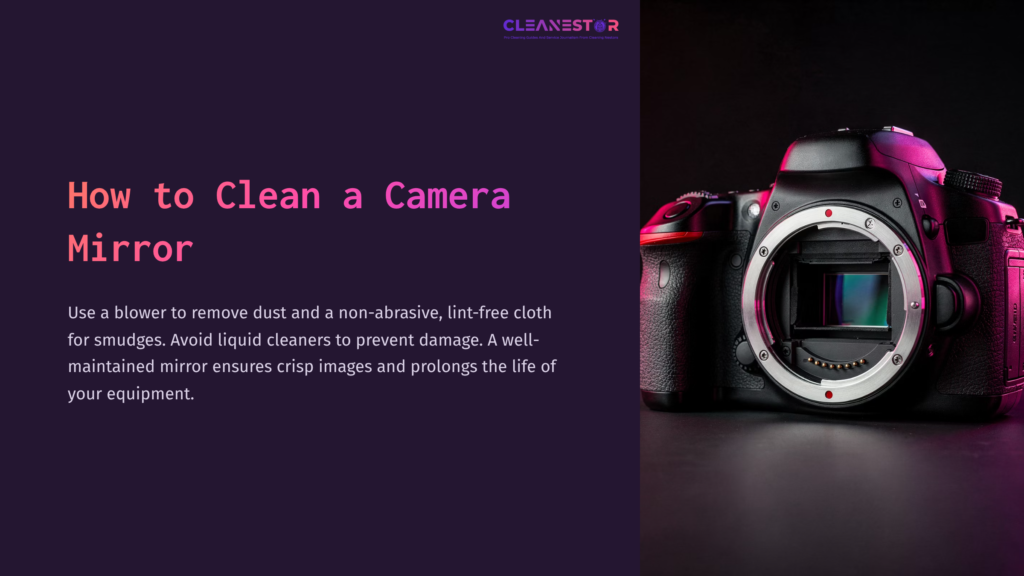 Close-Up Of A Dslr Camera With An Open Lens Mount, Set Against A Dark Purple Background, Illustrating A Guide On Cleaning Camera Mirrors.
