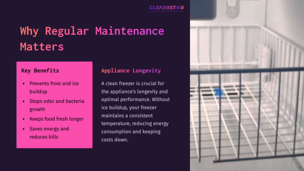 2 Why Regular Maintenance Matters 1 Whirlpool Freezer Drawer With A White Interior, Featuring A Metal Grid Above, Set Against A Dark Background Highlighting Maintenance Benefits.