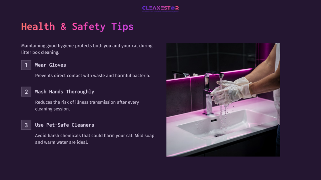 Hands Washing Under A Modern Faucet In A White Sink, With Safety Tips Outlined On The Side In Vibrant Text Against A Dark Background.