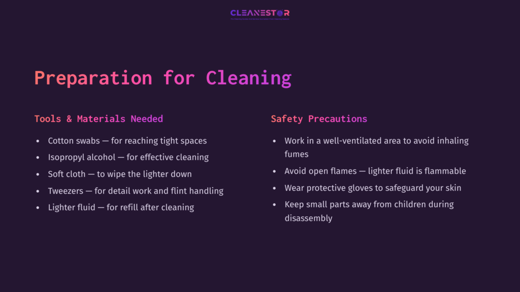A Purple Background Features A Checklist With Headings For 'Tools &Amp; Materials Needed' And 'Safety Precautions' In Pink Text.