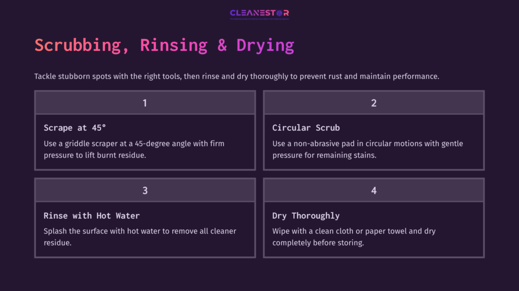 Instructions For Cleaning A Thermador Griddle, Featuring Numbered Steps On A Dark Background With White And Purple Text.