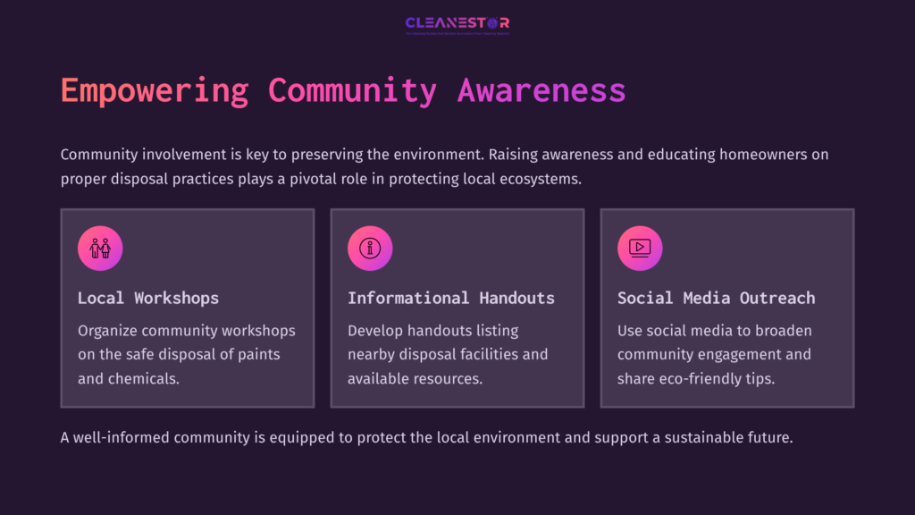 Graphic Displaying Three Sections: Local Workshops, Informational Handouts, And Social Media Outreach, With A Purple Background And White Text.