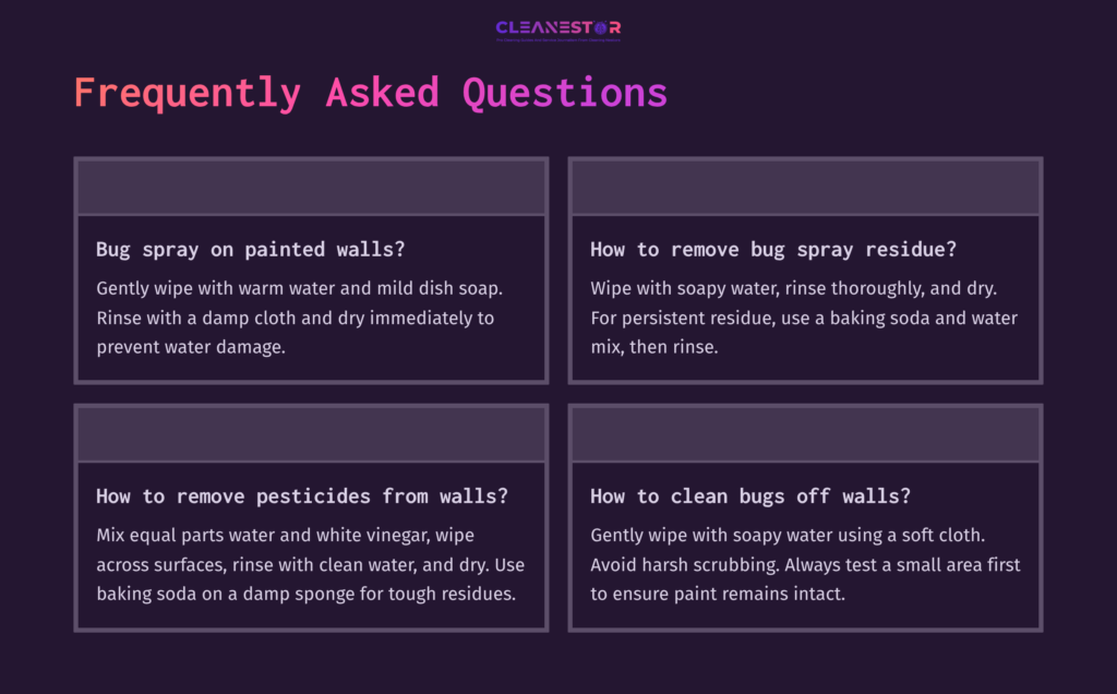 Text Layout With Faq Boxes On Cleaning Methods, Featuring A Purple Background And White Text, Highlighting Various Wall Cleaning Techniques.