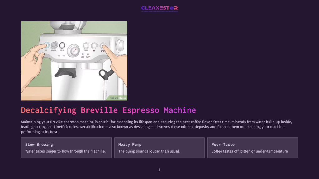 1 Decalcifying Breville Espresso Machine Close-Up Of A Person&Amp;Apos;S Hands Operating A Breville Espresso Machine, With Buttons And A Portafilter Visible, Illustrating Decalcifying A Breville Espresso Machine.