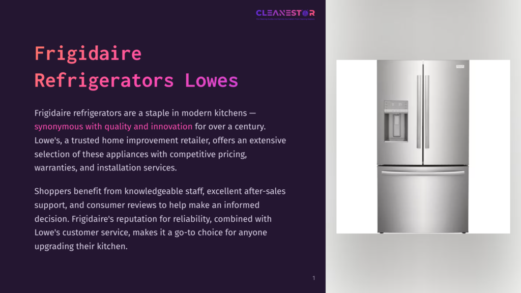 A Stainless Steel Frigidaire French Door Refrigerator With An Ice And Water Dispenser Is Shown In A Studio Setting.