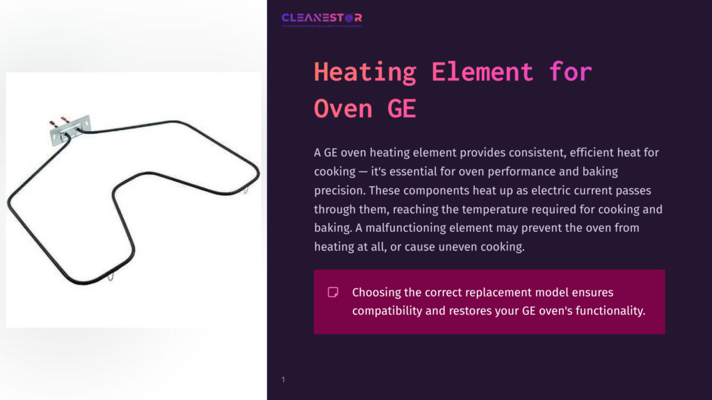 A U-Shaped Black Electric Oven Heating Element With Red And White Connectors, Typical For Ge Ovens, Is Shown Against A Dark Background.