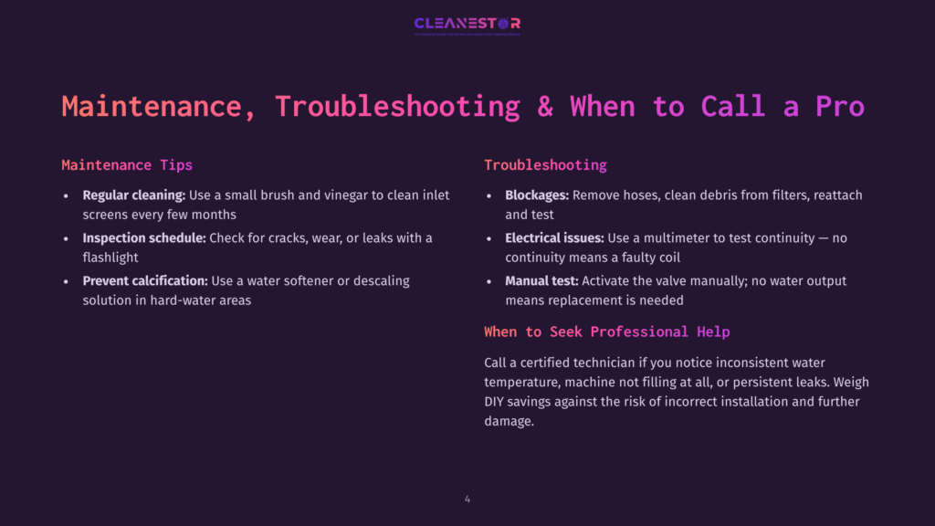 4 Maintenance Troubleshooting And When To Call A Pro Cleanestor Logo. Text Reads: Maintenance, Troubleshooting &Amp; When To Call A Pro. Lists Maintenance Tips And Troubleshooting Advice.