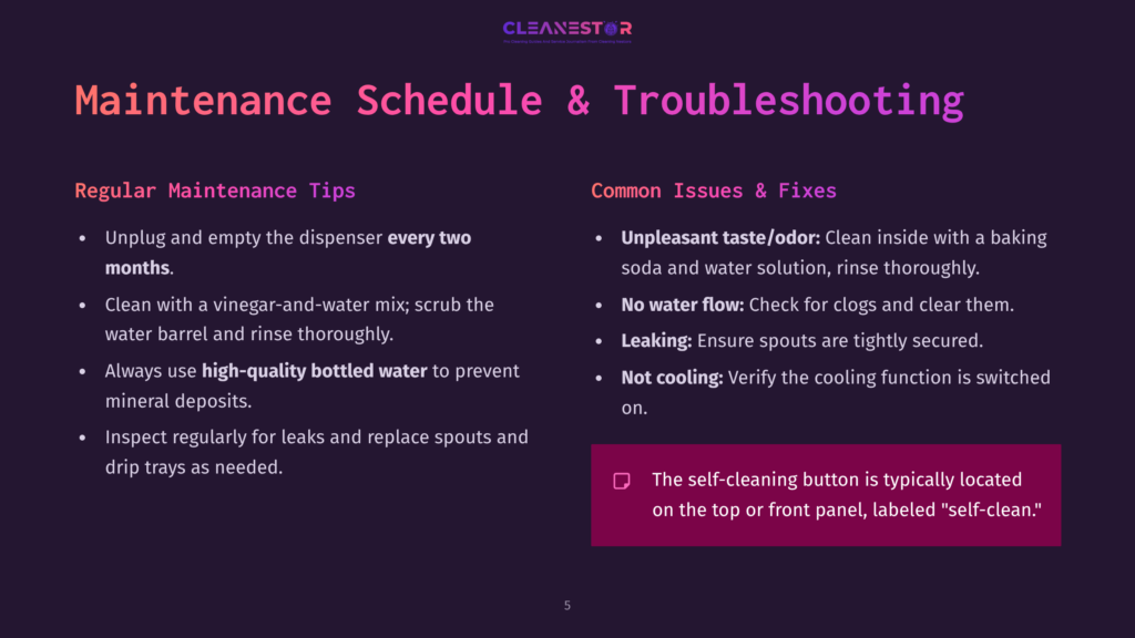 Cleanestor Maintenance Schedule And Troubleshooting Guide: Regular Maintenance Tips And Common Issues &Amp; Fixes. Includes Self-Cleaning Button Info.